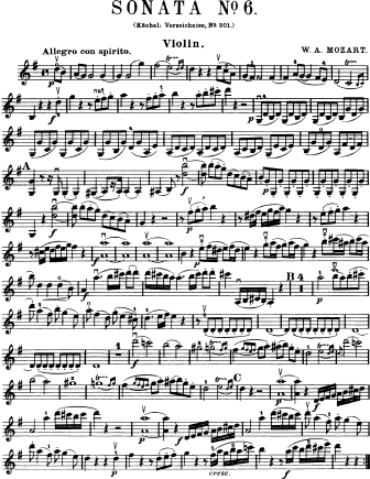 Violin Sonata No. 18 in G major K. 301 (293a) - Violin Sheet Music by Mozart