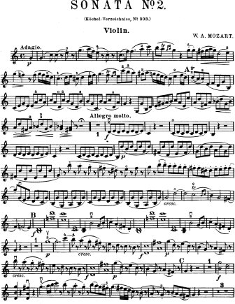 Violin Sonata No. 20 in C major K. 303 (293c) - Violin Sheet Music by Mozart
