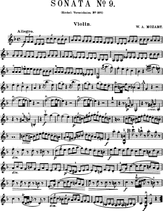 Violin Sonata No. 25 in F major K. 377 (374e) - Violin Sheet Music by Mozart