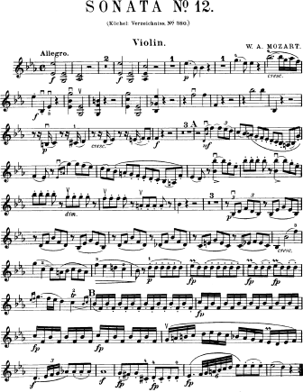 Violin Sonata No. 28 in Eb major K. 380 (374f) - Violin Sheet Music by Mozart