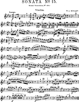 Violin Sonata No. 32 in Bb major K. 454 - Violin Sheet Music by Mozart