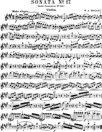 Violin Sonata No. 35 in A major K. 526 - Violin Sheet Music by Mozart