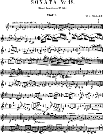 Violin Sonata No. 36 in F major K. 547 - Violin Sheet Music by Mozart