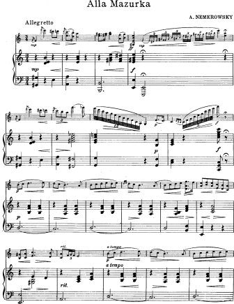 Alla Mazurka - Violin Sheet Music by Nemerowsky