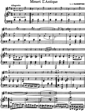 Minuet L'Antique - Violin Sheet Music by Paderewski