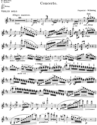 Violin Concerto No. 1 in D Major, Op. 6 - Violin Sheet Music by Paganini