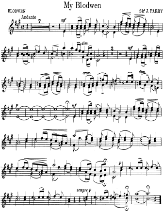 My Blodwen - from the opera Blodwen - Violin Sheet Music by Parry