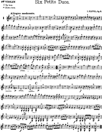 Six Petits Duos for Two Violins, Op. 8 - Violin Sheet Music by Pleyel