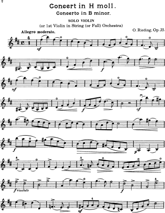 Violin Concerto No. 2 in B Minor, Op. 35 - Violin Sheet Music by Rieding