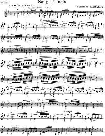 Song of India - from Sadko - Violin Sheet Music by Rimsky-korsakov