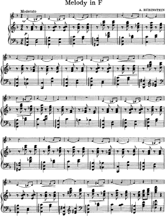 Melody In F sheet music for piano solo (PDF)