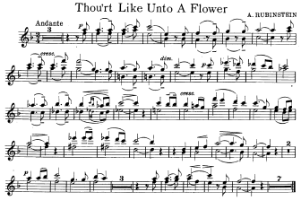 Thou'rt Like Unto a Flower - Violin Sheet Music by Rubinstein