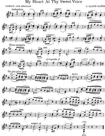My Heart at Thy Sweet Voice - from the opera Samson and Delilah - Violin Sheet Music by Saintsaens
