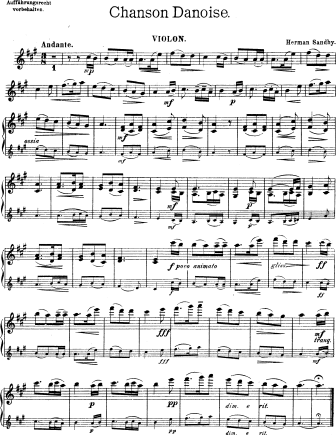 Danish Song (Chanson Danoise) - Violin Sheet Music by Sandby