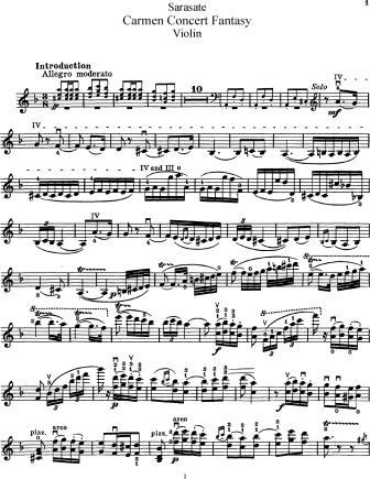 Carmen Fantasy, Op. 25 - Violin Sheet Music by Sarasate