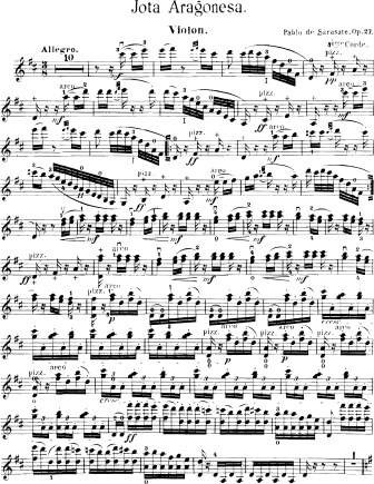 Jota Aragonesa, Op. 27 - Violin Sheet Music by Sarasate