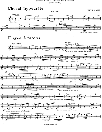 Choses vues a droite et a gauche - Violin Sheet Music by Satie