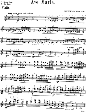 Ave Maria - Transcribed by August Wilhelmj - Violin Sheet Music by Schubert