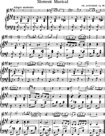 Moment Musical in F# minor Op. 94 (D.780) - originally for piano in F minor - Violin Sheet Music by Schubert