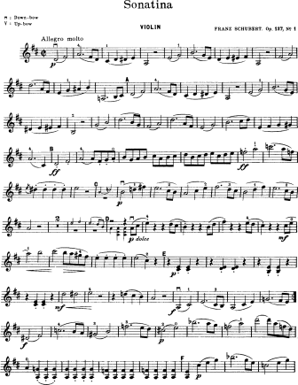 Sonatina No. 1 in D major (D. 384) - Violin Sheet Music by Schubert