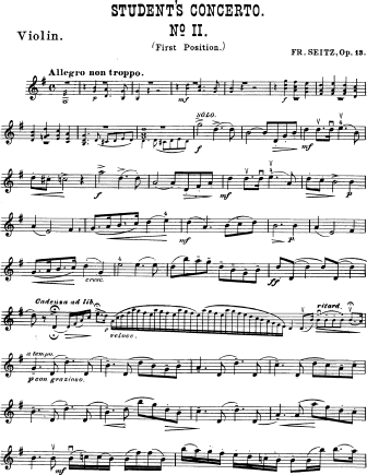 Pupils's Concerto No. 2 in G major, Op. 13 - Violin Sheet Music by Seitz