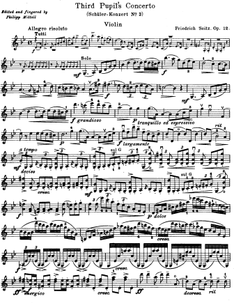 Pupils's Concerto No. 3 in G Minor, Op. 12 - Violin Sheet Music by Seitz