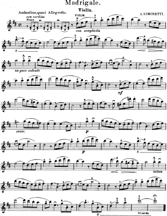 Madrigale - version 2 - Violin Sheet Music by Simonetti