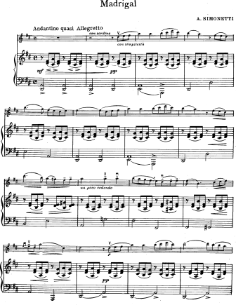Madrigale - Violin Sheet Music by Simonetti