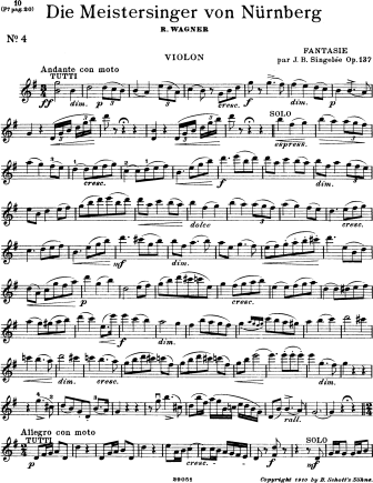 Meistersinger Fantasy, Op. 137  - Violin Sheet Music by Singelee