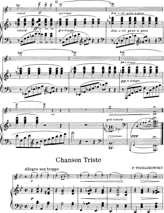 Chanson Triste (originally for piano) - Violin Sheet Music by Tchaikovsky