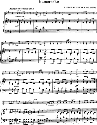Humoreske from Op. 10 (originally for piano) - Violin Sheet Music by Tchaikovsky