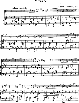 Romance Op. 5 (originally for piano) - Violin Sheet Music by Tchaikovsky