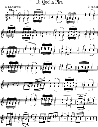 Di Quella Pira - Il Trovatore - Violin Sheet Music by Verdi