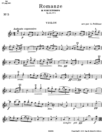 Romance, Op. 40, No. 1 - Violin Sheet Music by Vieuxtemps