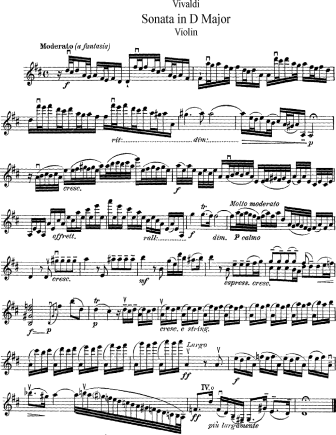 Sonata in D major - Violin Sheet Music by Vivaldi