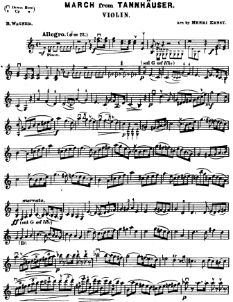 March from Tannhauser - Violin Sheet Music by Wagner