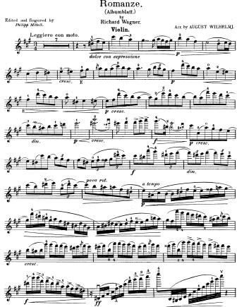 Romanze (Albumblatt) - Violin Sheet Music by Wagner