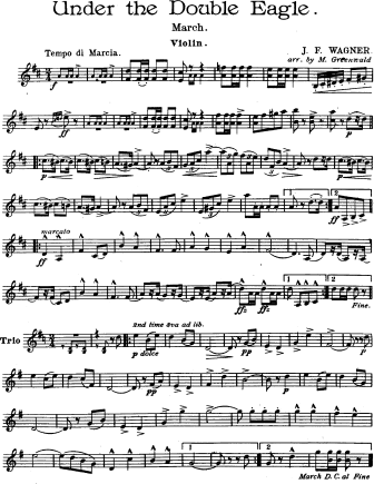 Under the Double Eagle March - Violin Sheet Music by Josefwagner