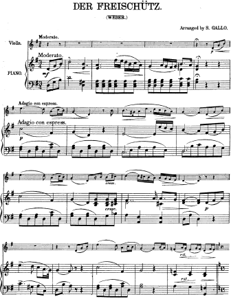 Der Freischutz (excerpts from the opera) - Violin Sheet Music by Weber