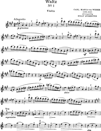 Waltz No. 1 - Violin Sheet Music by Weber