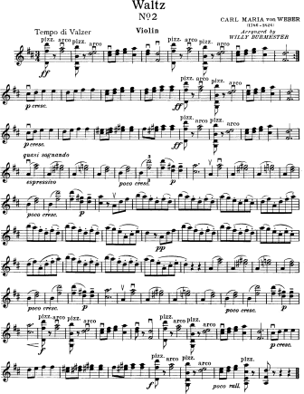 Waltz No. 2 - Violin Sheet Music by Weber