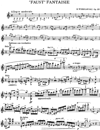 Faust Fantasy, Op. 20 - Violin Sheet Music by Wieniawski