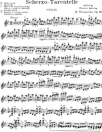 Scherzo Tarantelle Op. 16 - Violin Sheet Music by Wieniawski