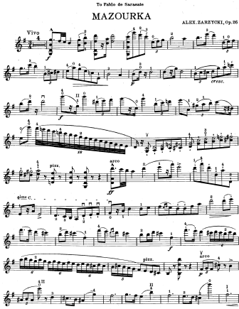 Mazurka, Op. 26 - Violin Sheet Music by Zarzycki
