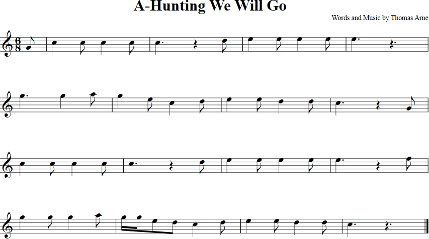 A Hunting We Will Go Violin Sheet Music