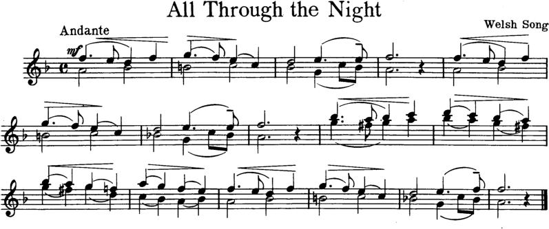 All Through the Night Violin Sheet Music