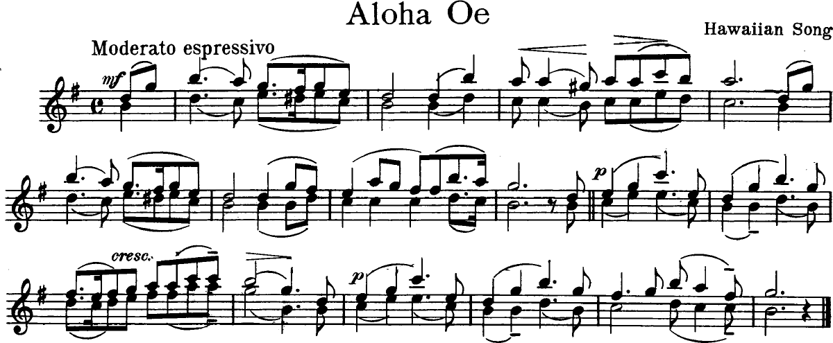 Aloha Oe Violin Sheet Music