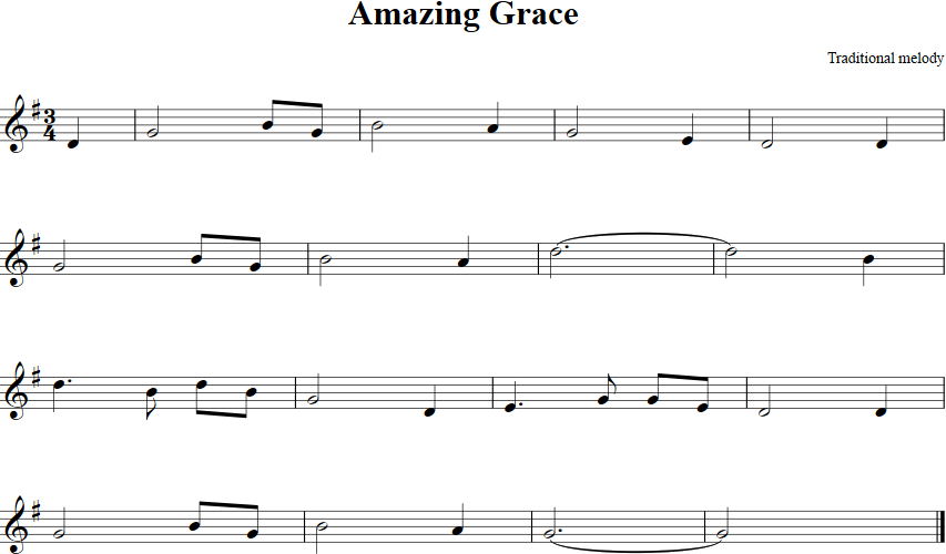 Amazing Grace Violin Sheet Music