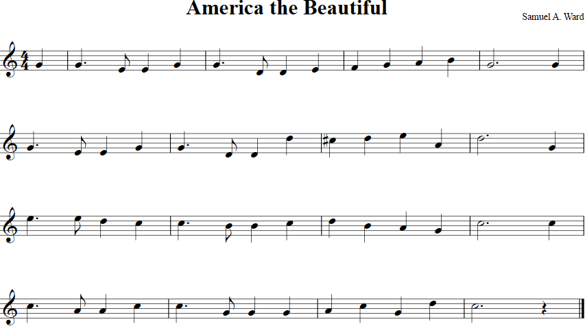 America the Beautiful Violin Sheet Music