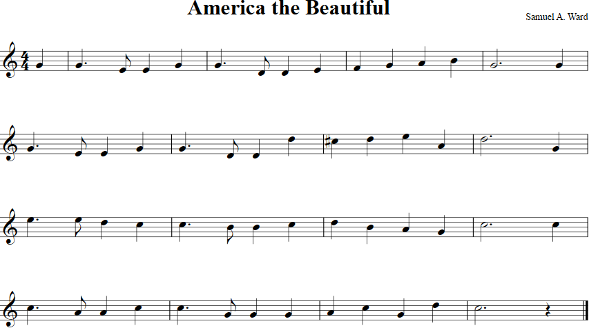 America The Beautiful Free Violin Sheet Music